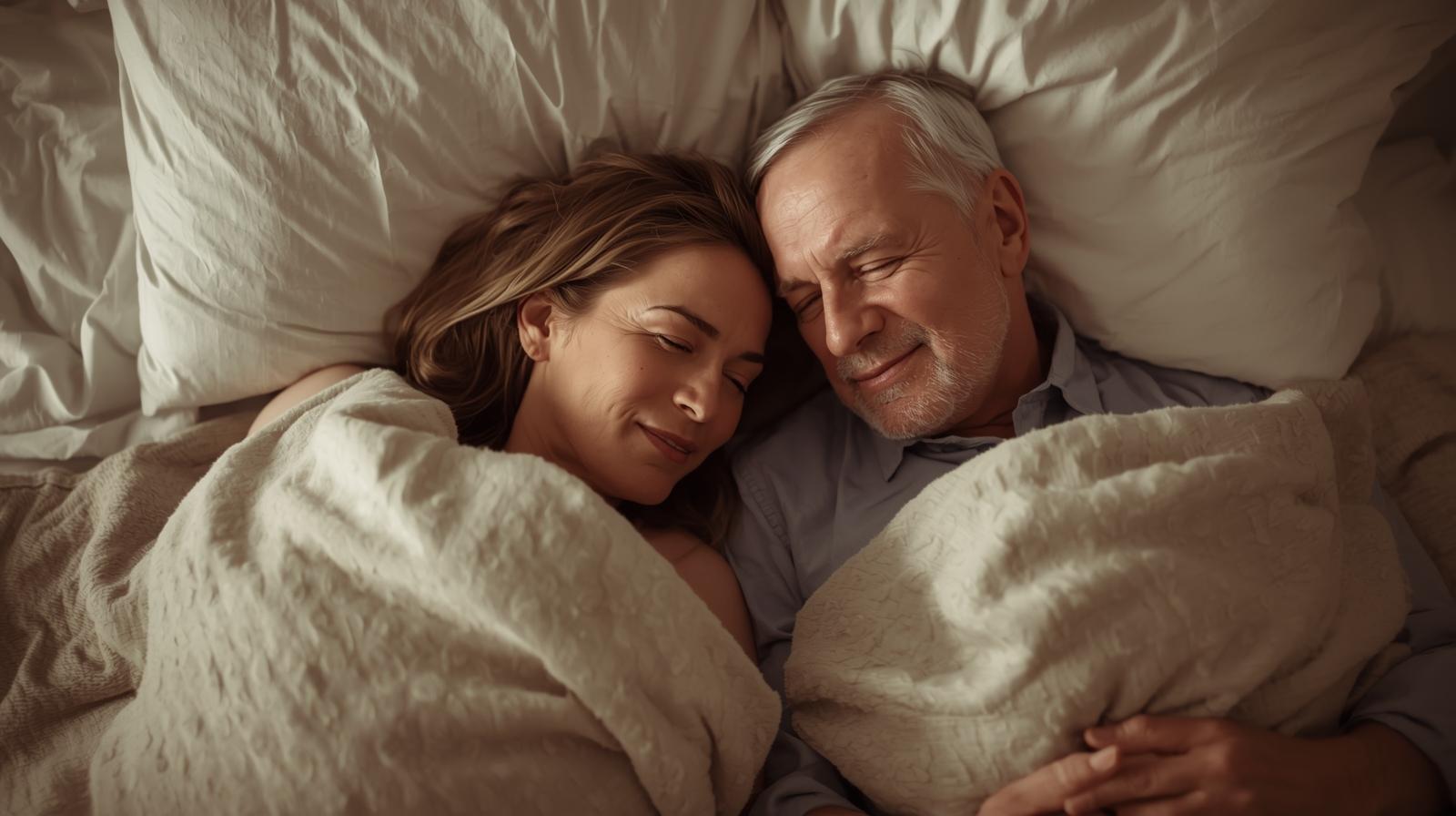 Wide shot of couple in peaceful rest
